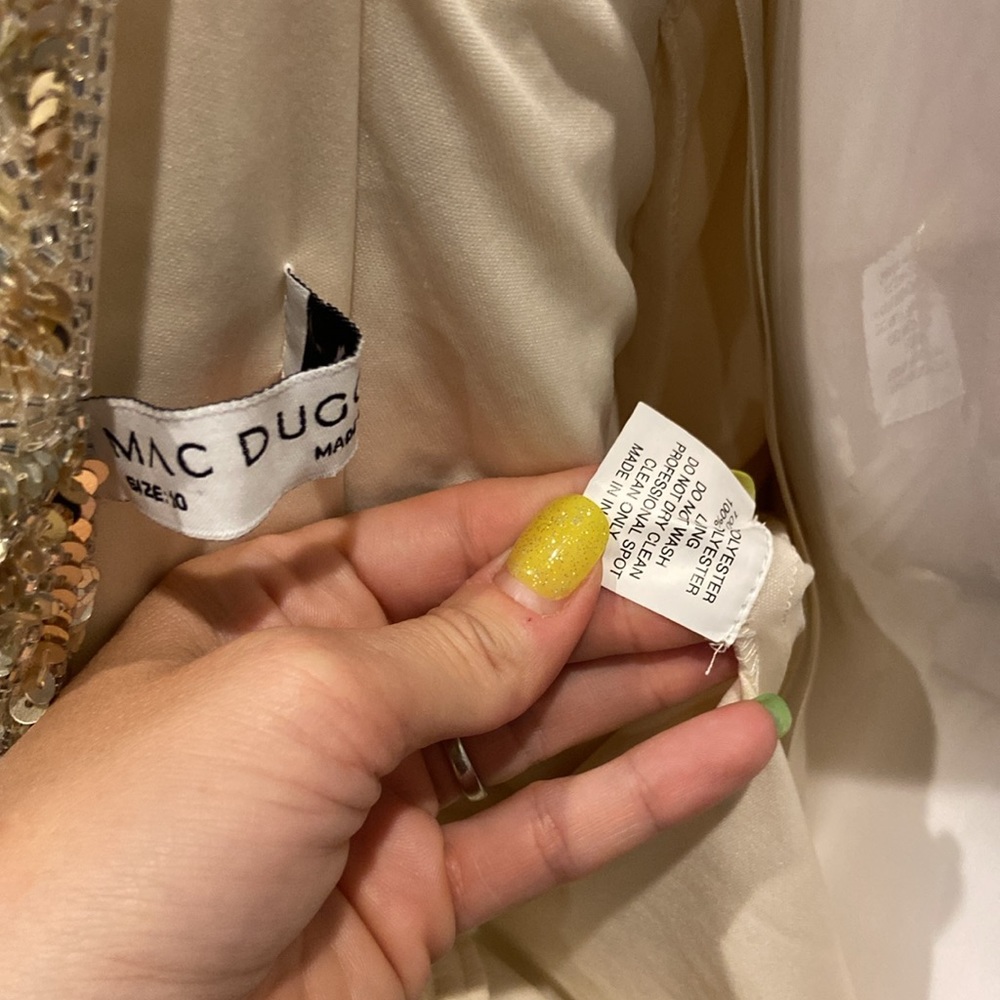 NWOT Mac Duggal cream beaded gown - Picture 13 of 14